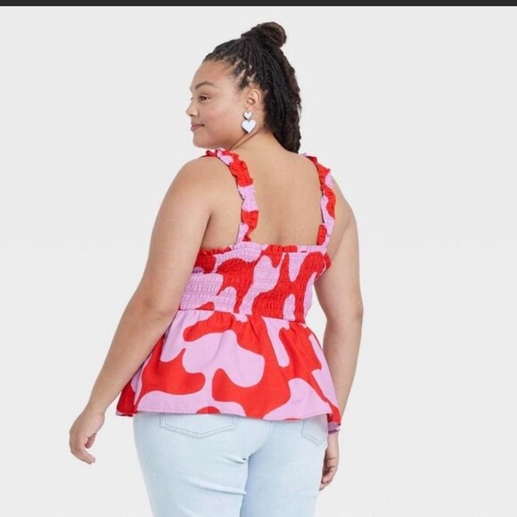 Ava & Viv Printed Smocked Ruffle Peplum Tank Sz 4XL - Picture 2 of 8